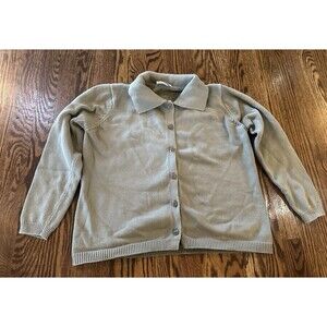 Lasolas Vintage Womens Green 100% Cotton Button Up  Long Sleeve Cardigan Medium